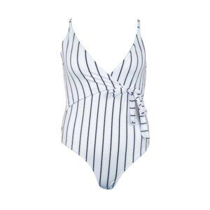 Cupshe White & Black Striped Side Tie One Piece